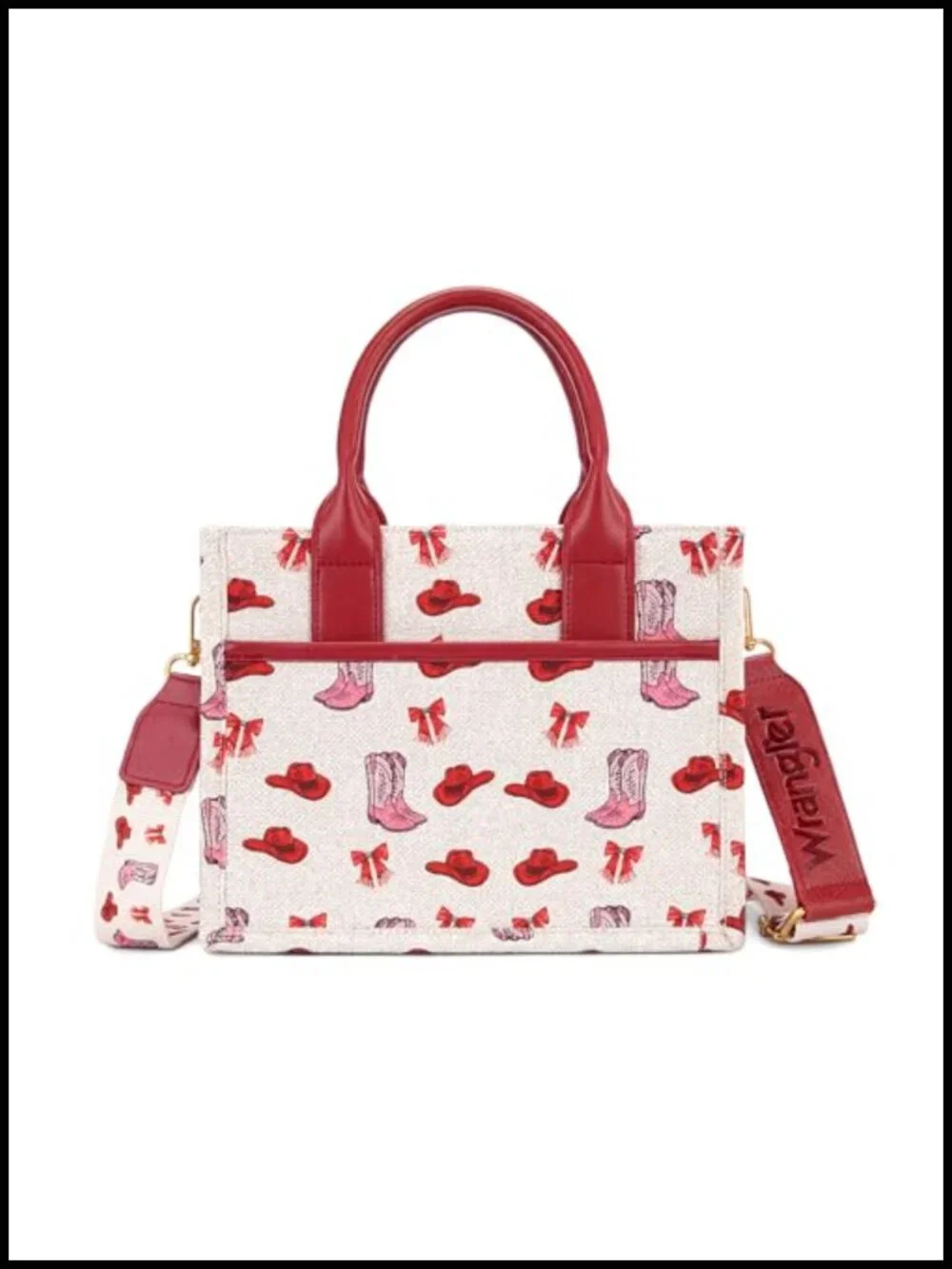 Canvas Western Tote Handbag Satchel with Charm